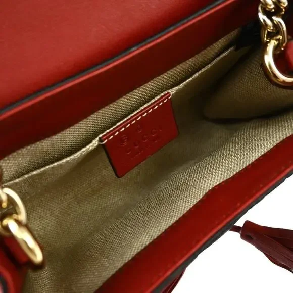 GUCCI Soft Microguccissima Mini Emily Chain Shoulder Bag Rosso - Picture 4 of 7